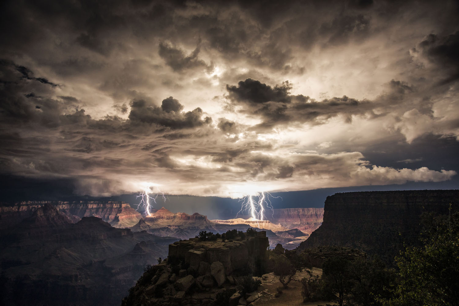 Lightning striking the Grand Canyon, Arizona, America - 30 Aug 2013