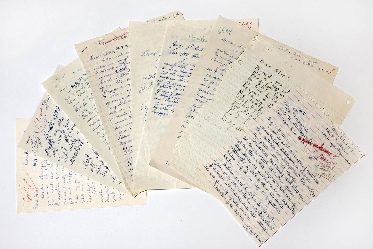A sample of the hundreds of letters LIFE received following the publication of the JFK memorial edition in late 1963.