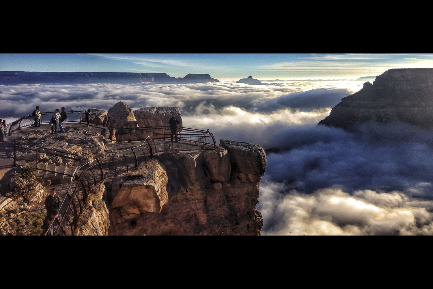 A rare total cloud inversion is pictured at Mather Point on the South Rim of the Grand Canyon National Park