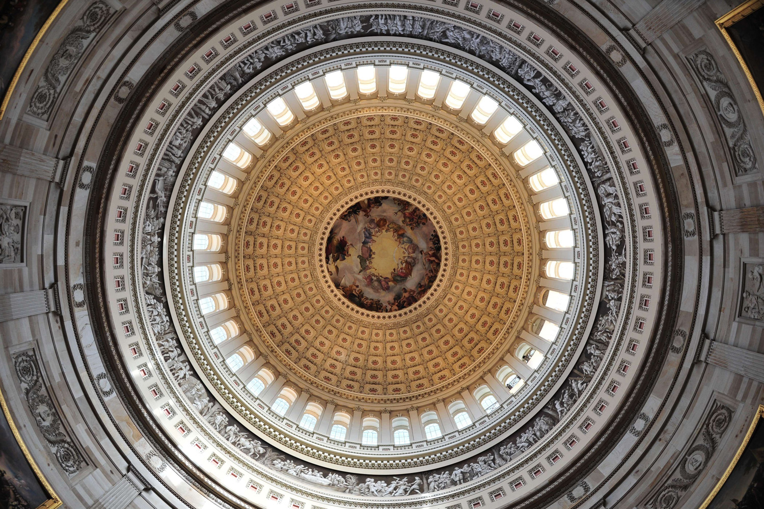 Dec. 19, 2013 A view looking up from the Rotunda of the U.S. Capitol before a tour of the dome in Washington, DC.