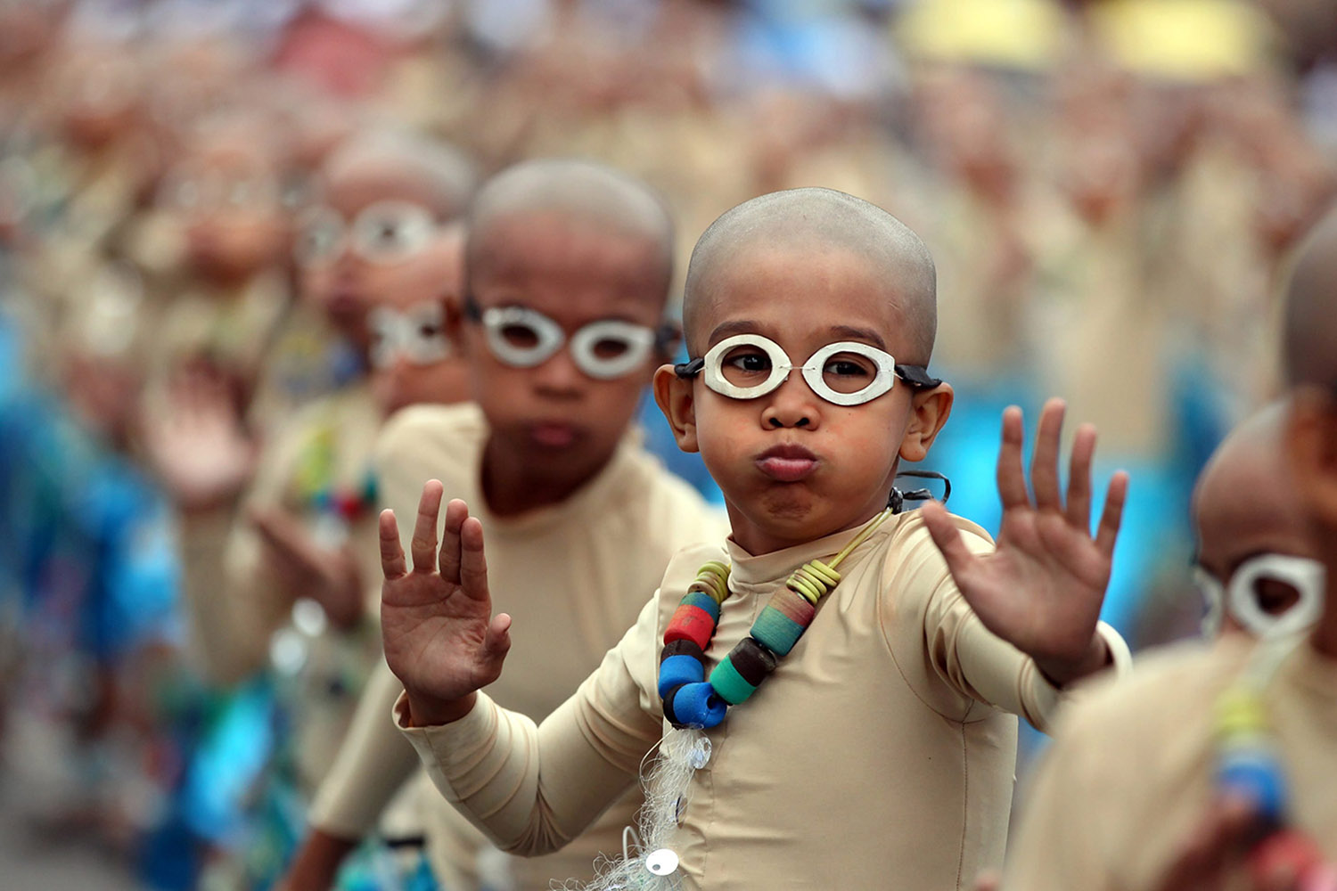 Jan. 19, 2014. Filipinos students, wearing costumes, perform during a cultural presentation marking the feast of Child Jesus in Cebu City, Visayas region, Philippines.
