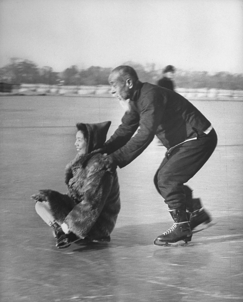 Wu Tang-shen, a 66-year-old avid ice skater in China, 1946.