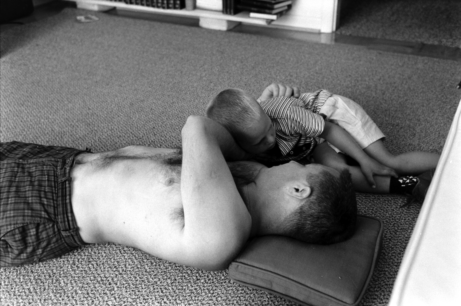 Gus Grissom at home with his son.