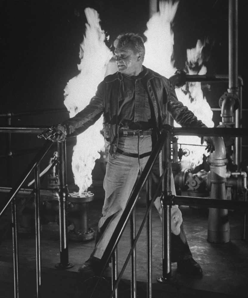 James Cagney in the iconic, climactic scene scene from 'White Heat.'
