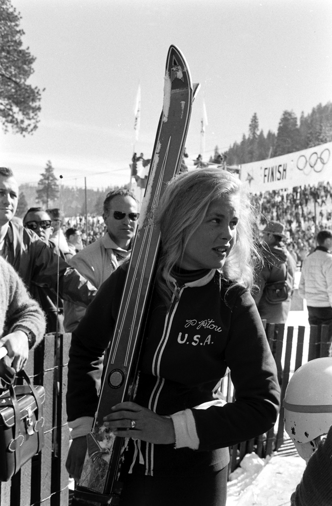 American downhill skier Penny Pitou (silver medalist), Squaw Valley, 1960.