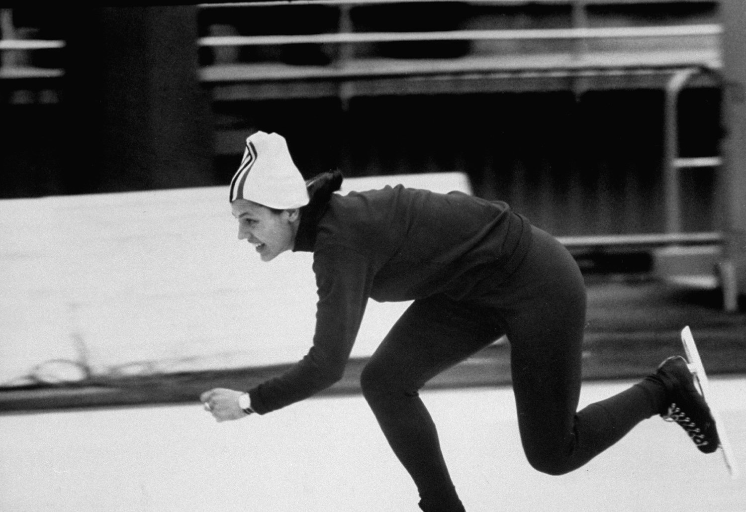 Three-time Olympic medalist Lyudmila Titova, speed skater, Grenoble Olympics, 1968.