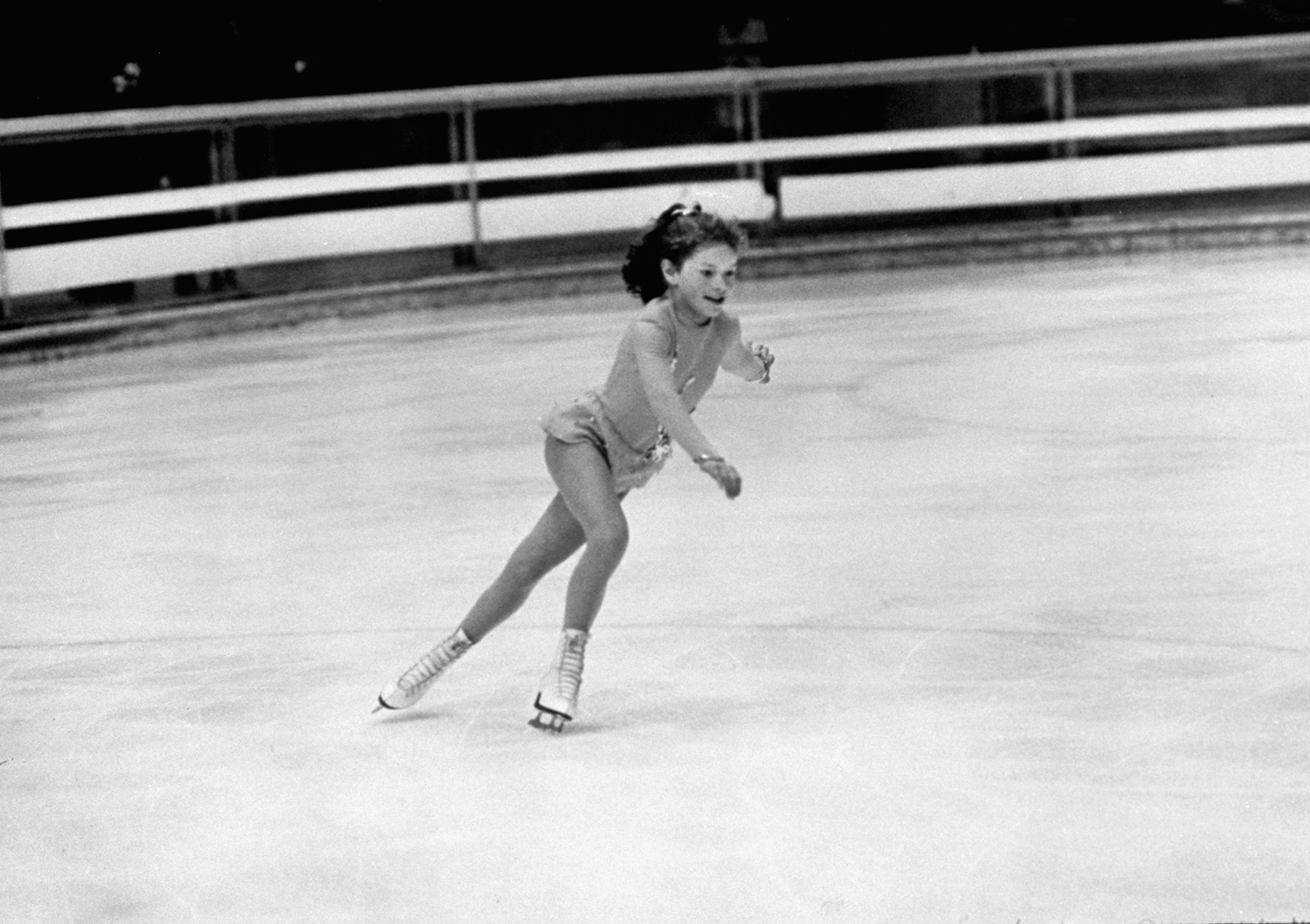 Twelve-year-old Romanian figure skater Beatrice Hustiu, Grenoble Olympics, 1968.