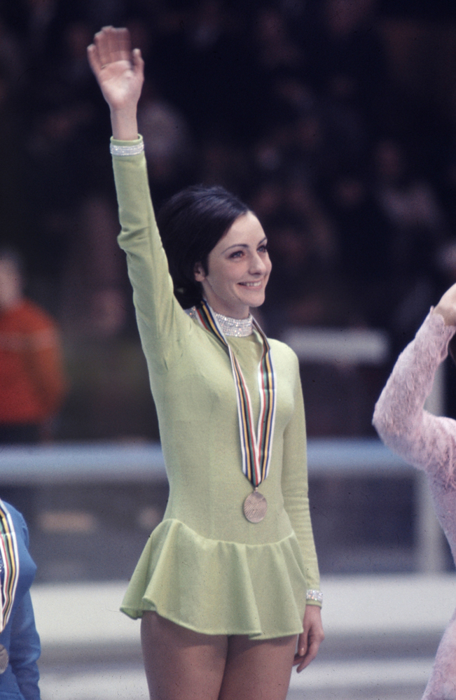 Peggy Fleming, gold medalist, Ladies Singles figure skating, Grenoble Olympics, 1968.