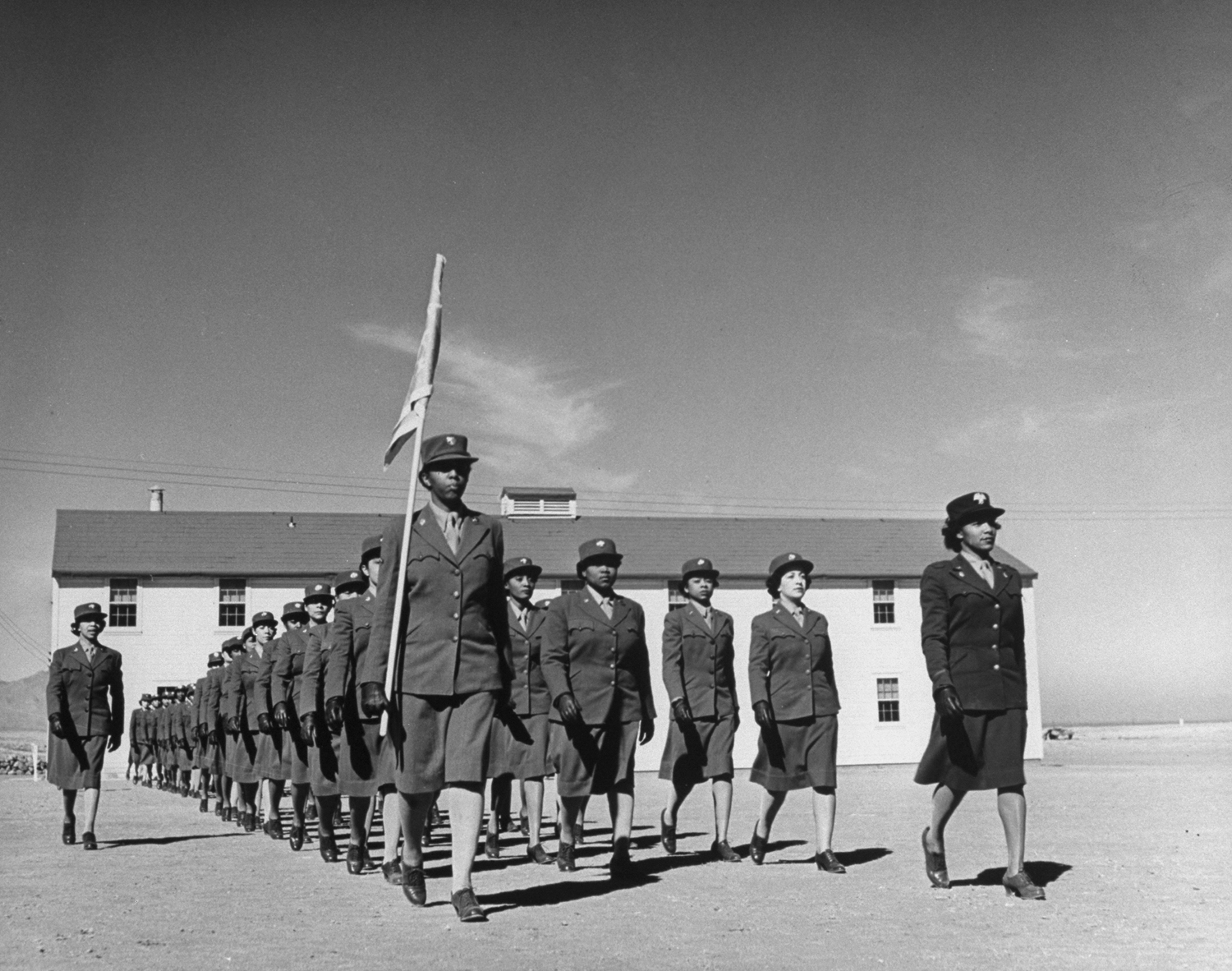 Enlisted women march in a group, Arizona, 1943.