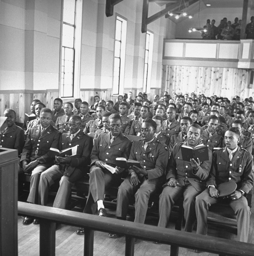 Members of the 369th Infantry attend chapel services, Fort Huachuca, Ariz., 1943.