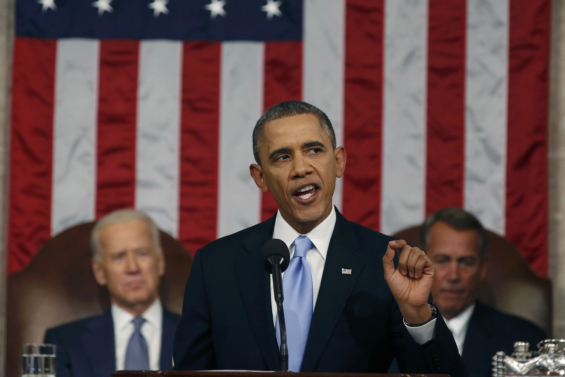 U.S. President Barack Obama delivers his State of the Union speech on Capitol Hill in Washington