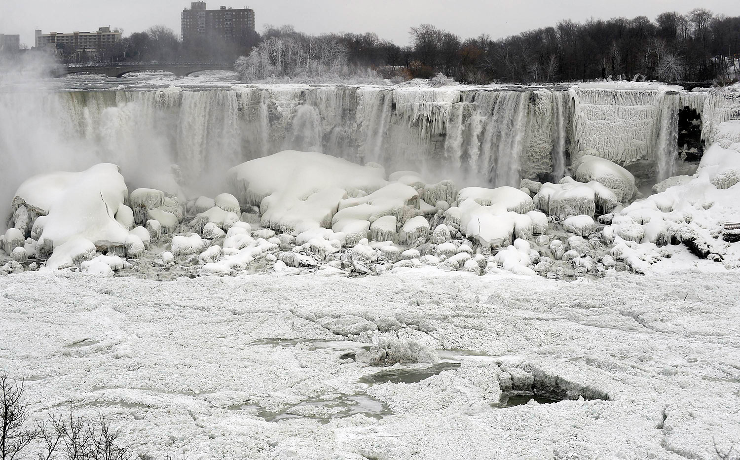 The U.S. side of the Niagara Falls is pictured in Ontario, Jan. 8, 2014.