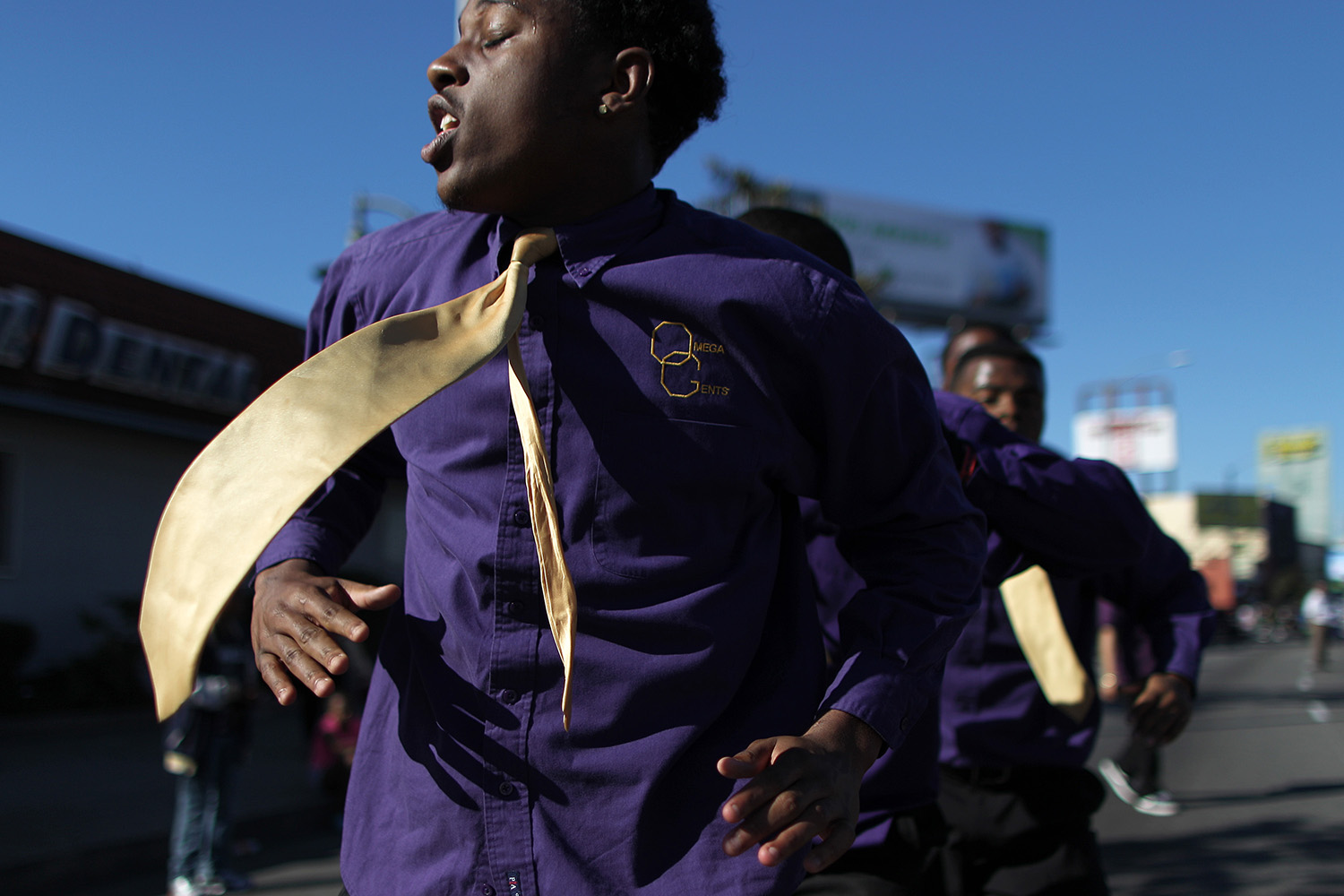 Jan. 20, 2014. Omega Gents of Morningside High School dance in the 29th annual Kingdom Day Parade, which honors the memory of African-American civil rights leader Martin Luther King Jr. and coincides with Martin Luther King Day, in Los Angeles, Cal.