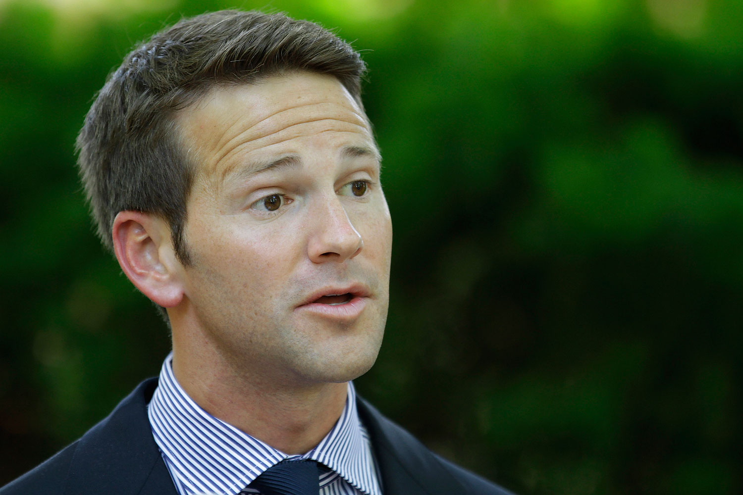 Rep. Aaron Schock, R-Ill, is seen speaking at the Illinois Governor's Mansion Thursday, June 14, 2012  Springfield, Ill. (Seth Perlman&mdash;AP)