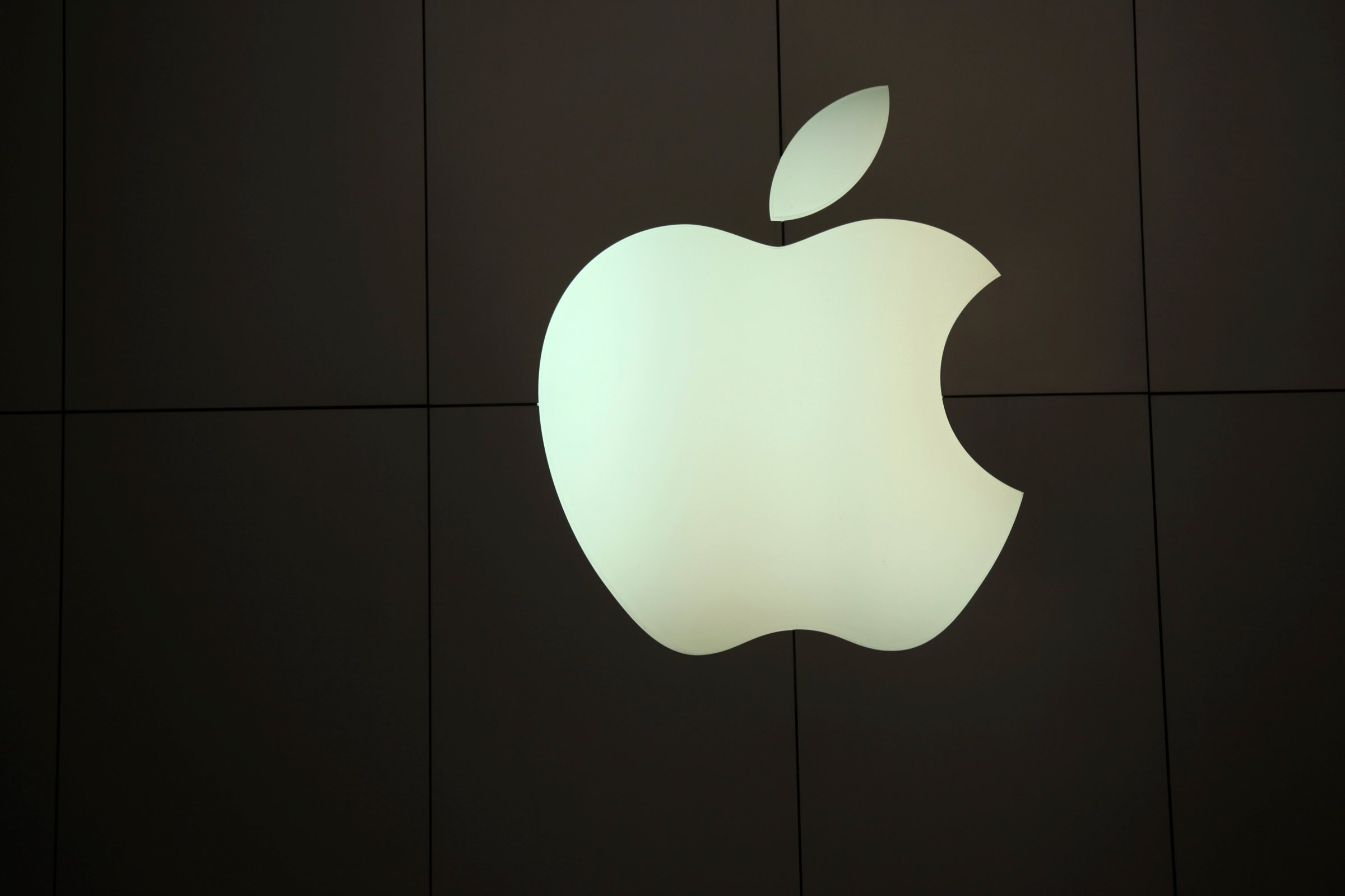 The Apple logo is pictured at the company's flagship retail store in San Francisco, California