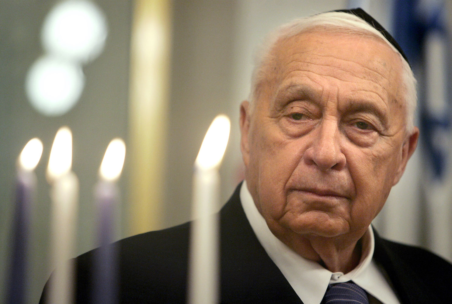 Ariel Sharon Takes Part In Lighting Of Hanukkah Candles