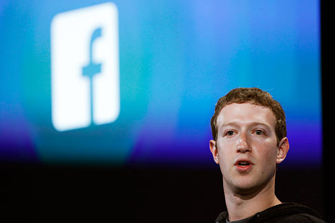 Mark Zuckerberg during a Facebook press event to introduce 'Home' a Facebook app suite that integrates with Android in Menlo Park
