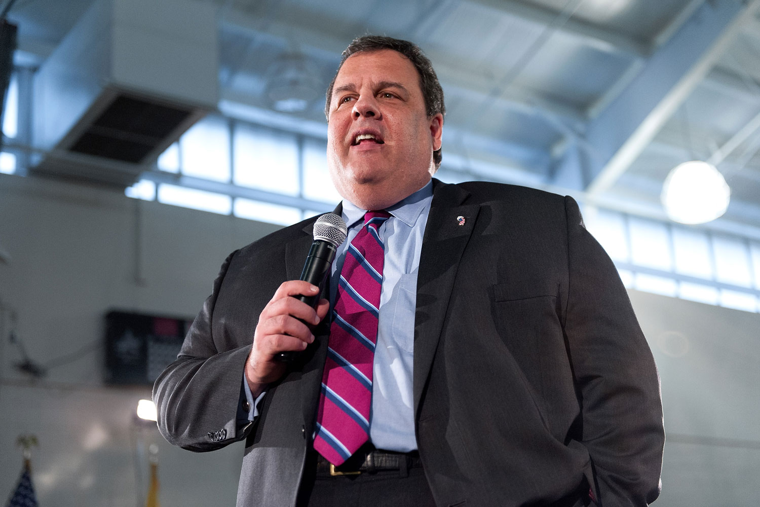 New Jersey Governor Chris Christie speaks during his 100th town-hall meeting, held at St. Mary's Parish Center in Manahawkin, N.J., on Jan. 16, 2013 (D Dipasupil / Getty Images for Extra)