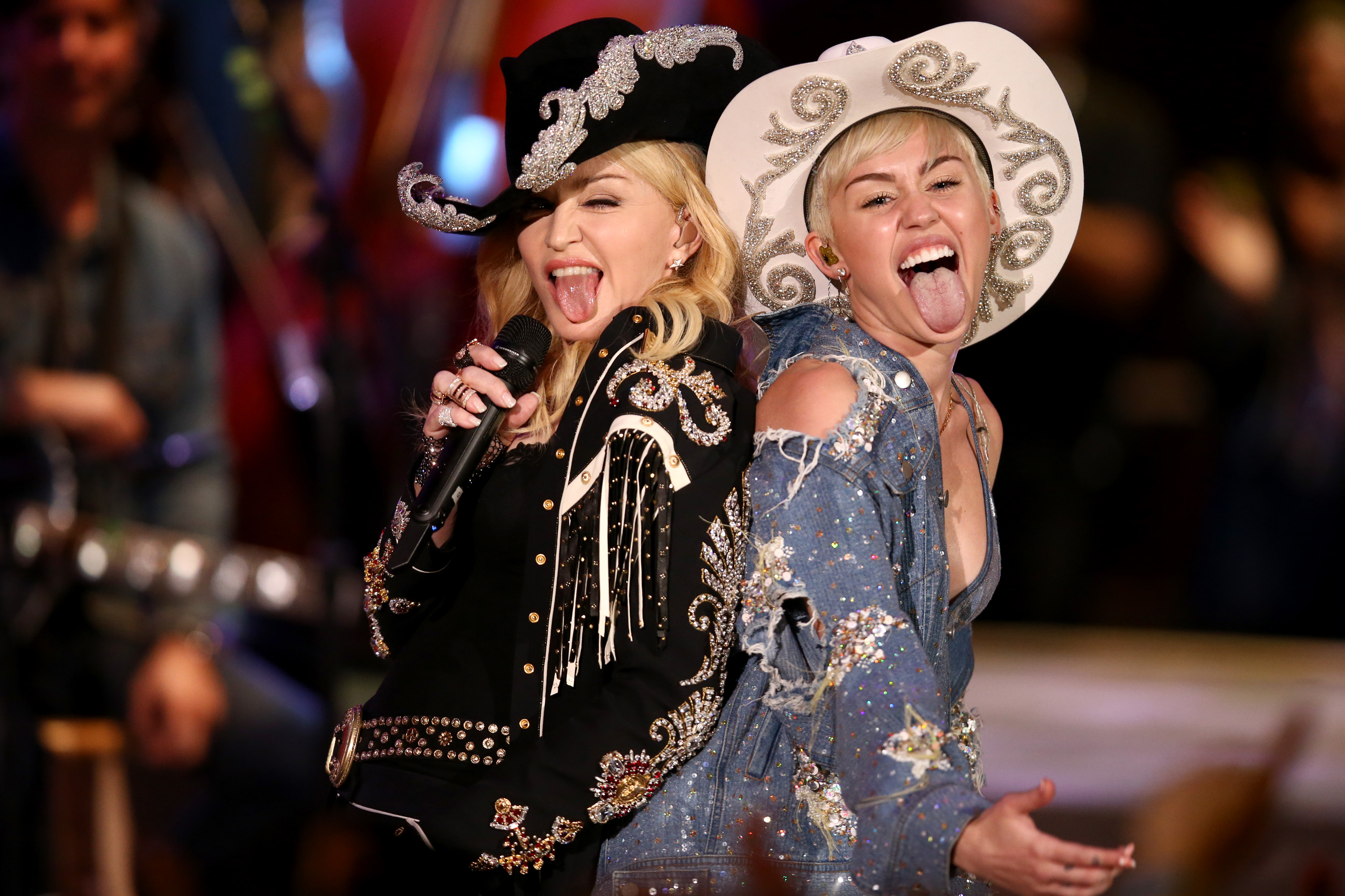 Miley Cyrus and Madonna team up for Cyrus' 'Unplugged' special. (MTV)