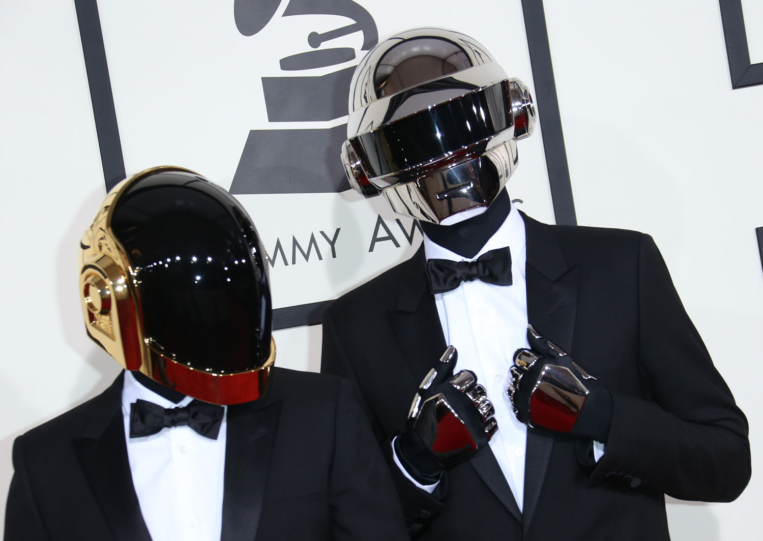 Thomas Bangalter and Guy-Manuel de Homem-Christo of 'Daft Punk' arrive at the 56th Annual GRAMMY Awards at Staples Center on January 26, 2014 in Los Angeles, California. (Dan MacMedan&mdash;WireImage)