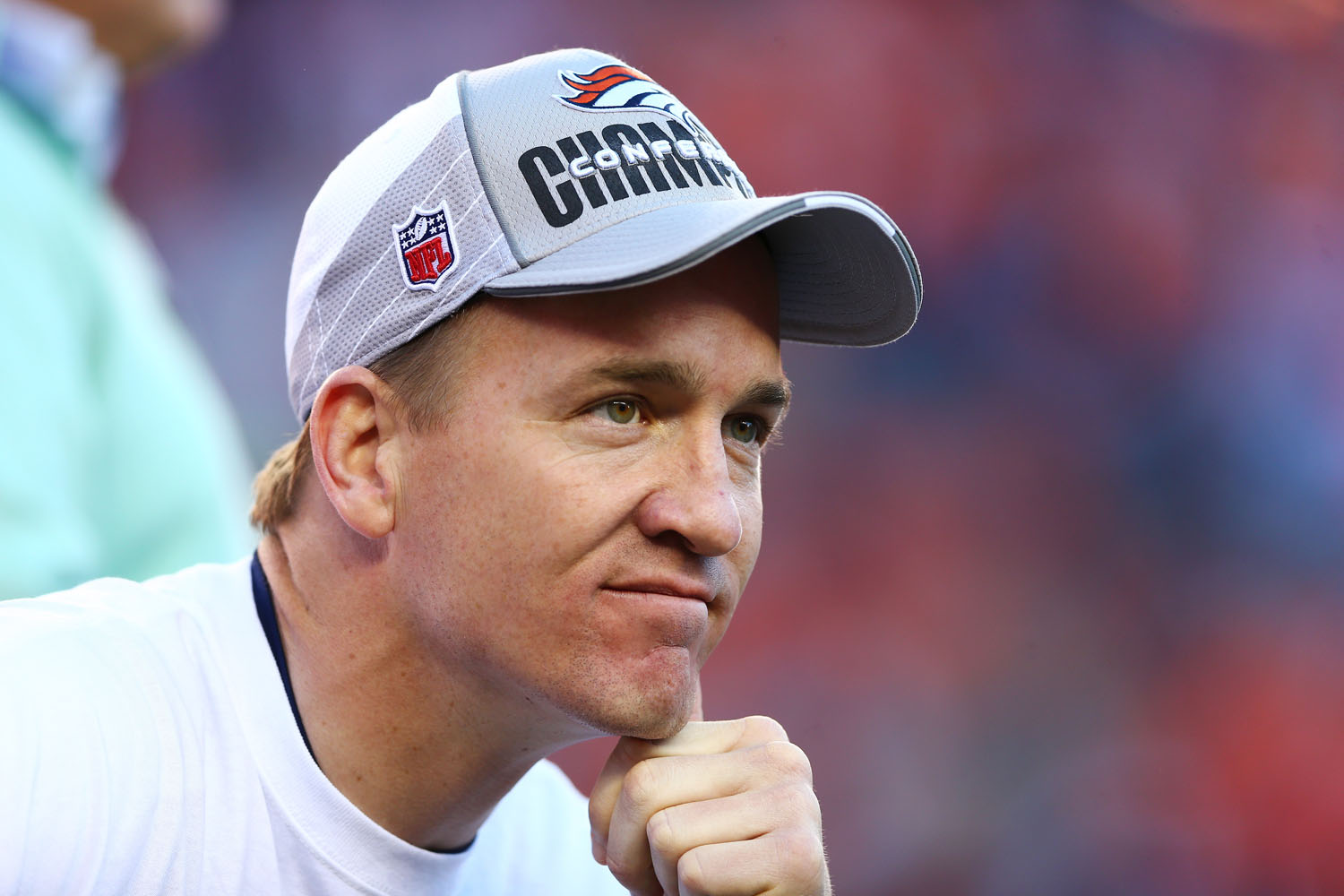 Peyton Manning during the AFC Championship game at Sports Authority Field at Mile High on January 19, 2014 in Denver, Colorado.