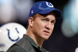 Indianapolis Colts quarterback Peyton Manning watches his team play on Sunday, December 18, 2011, in Indianapolis, Indiana. (Sam Riche / MCT / Getty Images)