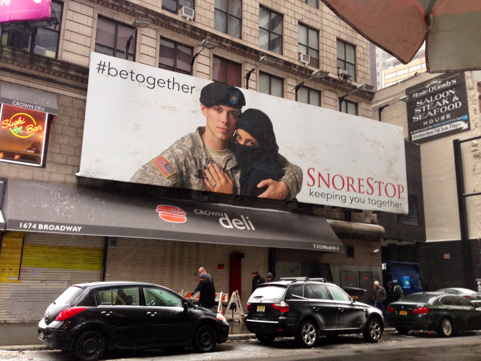 A billboard advertising SnoreStop at 52nd Street and Broadway in New York City (SnoreStop)
