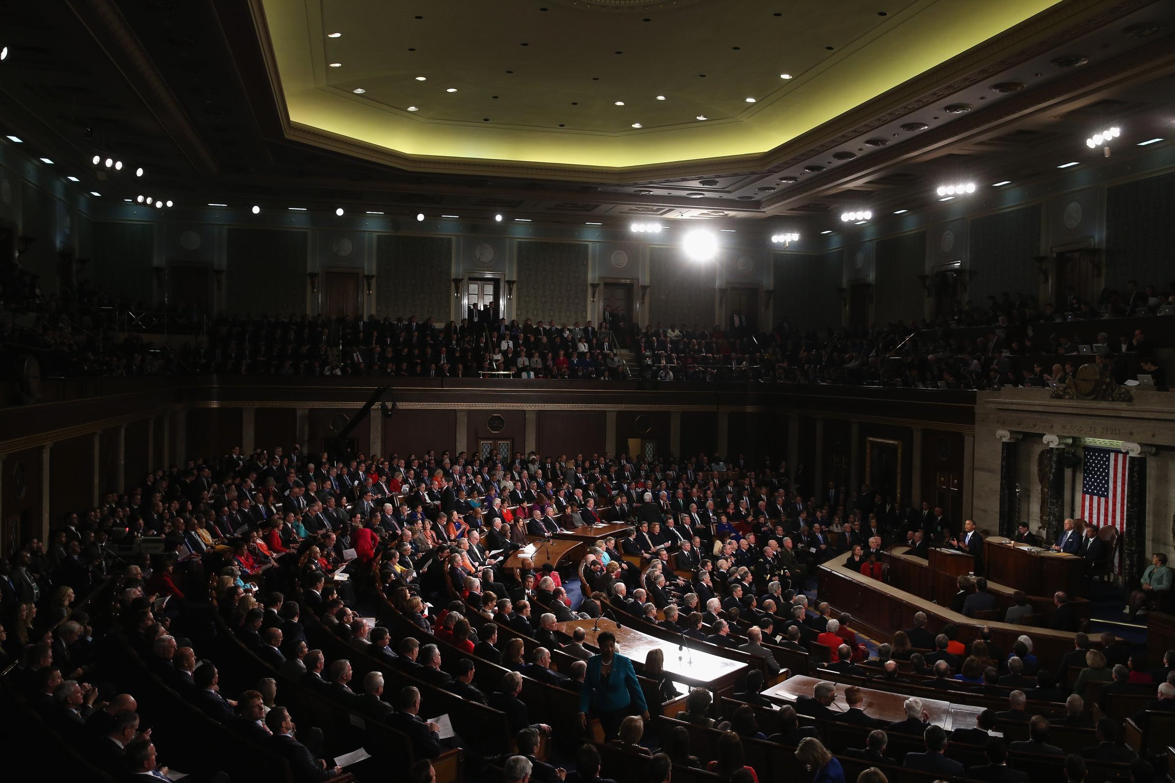 President Barack Obama delivers the State of the Union address to a joint session of Congress in the House Chamber at the U.S. Capitol on January 28, 2014 in Washington.