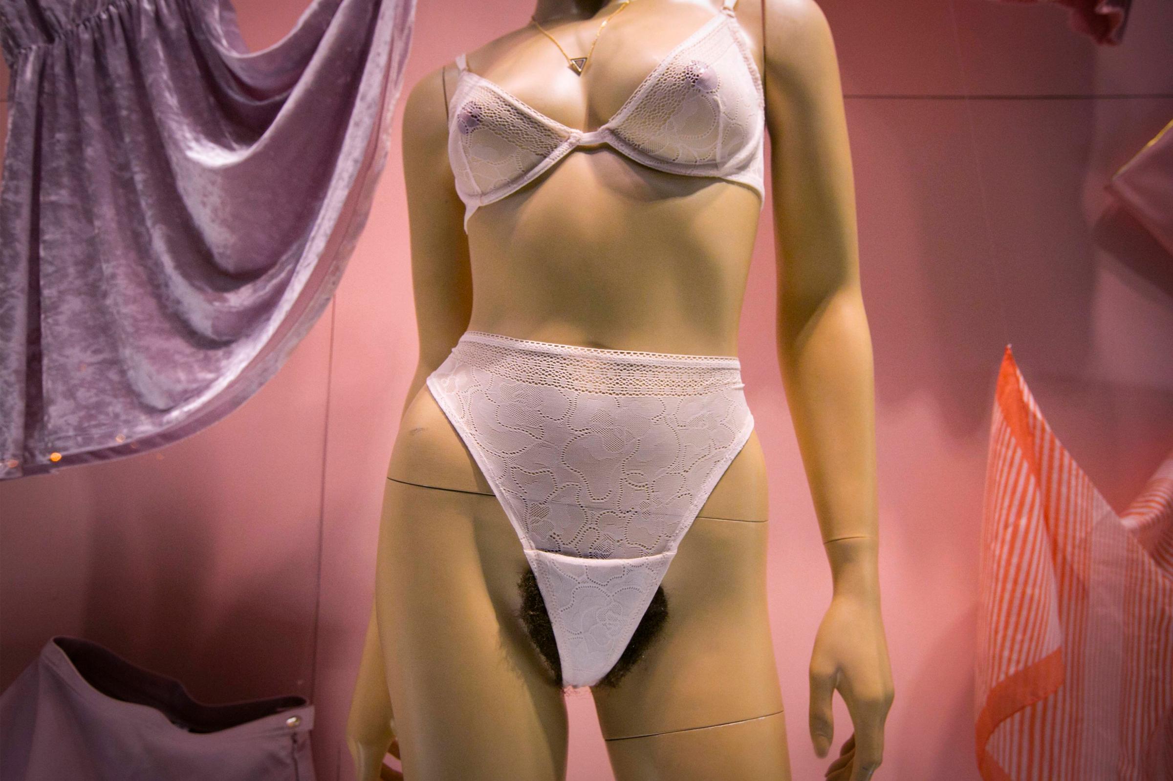 An anatomically correct female mannequin is displayed at the American Apparel store in the SoHo area of Manhattan, New York, Jan. 16, 2014. American Apparel's Lower East Side "Valentine's Day" window celebrates natural beauty, inviting passersby to explore the idea of what is "sexy" and consider their comfort with the natural female form, according to the company.