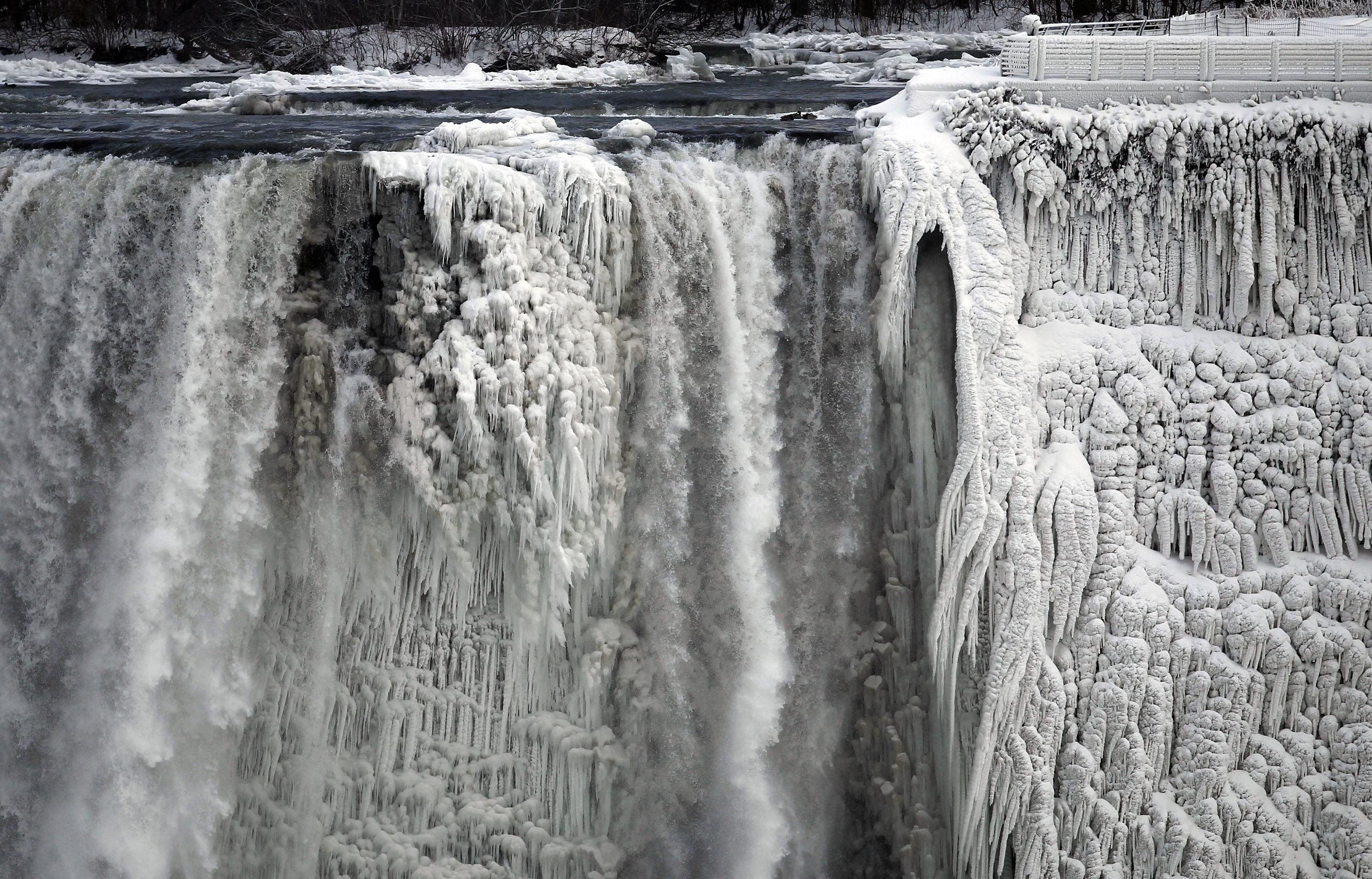 The U.S. side of the Niagara Falls is pictured in Ontario, Jan. 8, 2014.