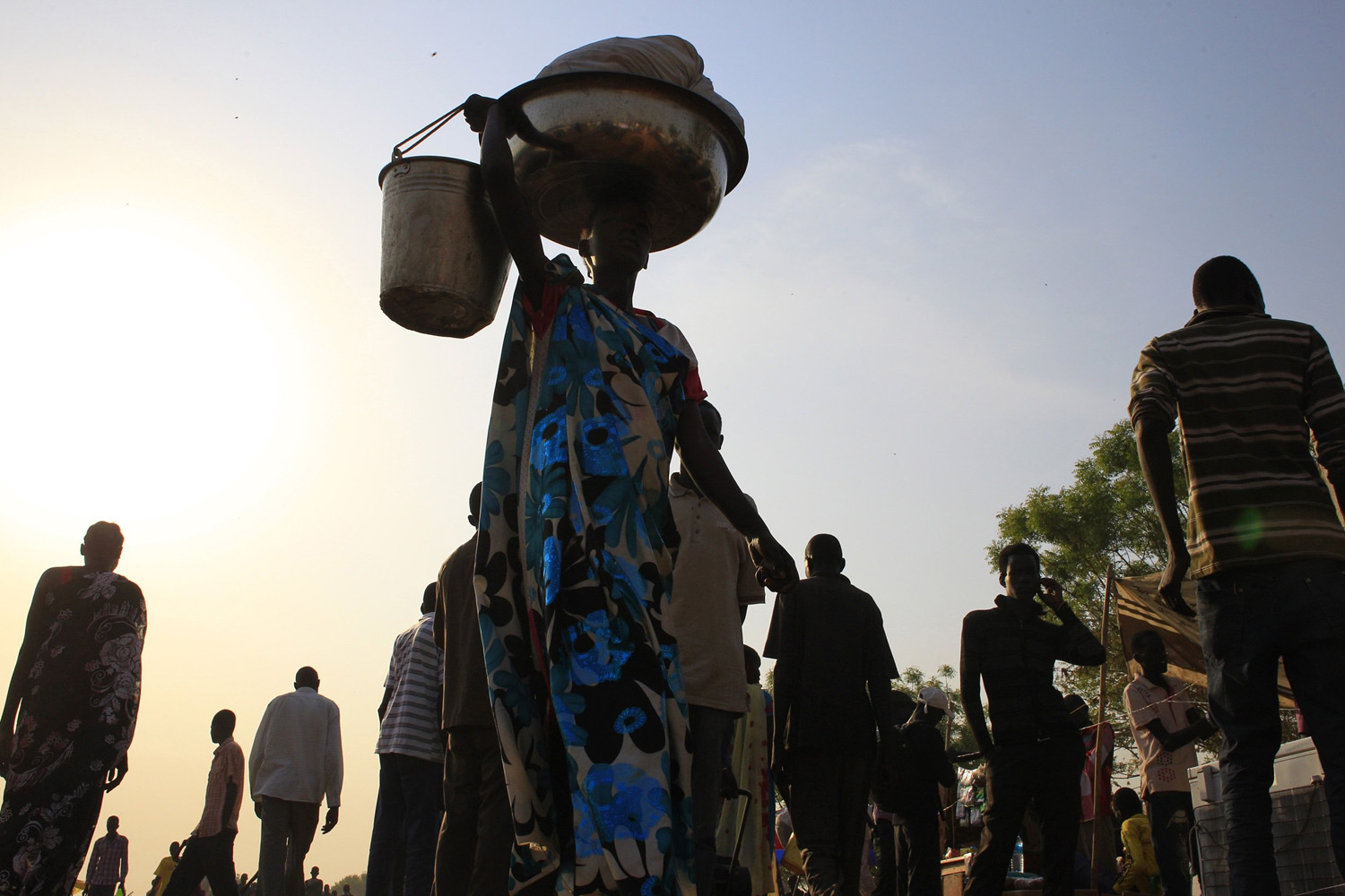 Displaced people are seen at Tomping camp in Juba