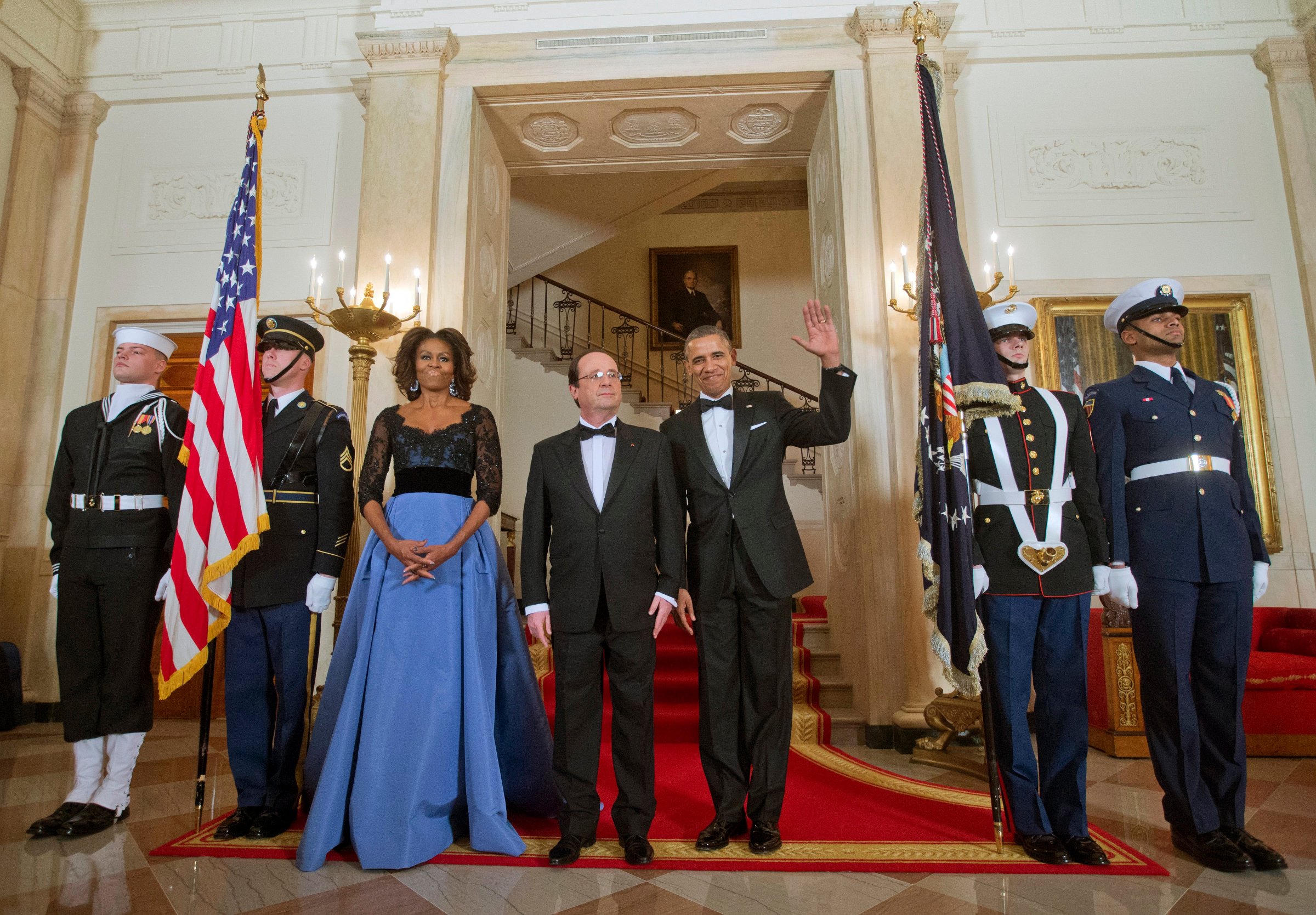 Barack Obama, Francois Hollande, Michelle Obama