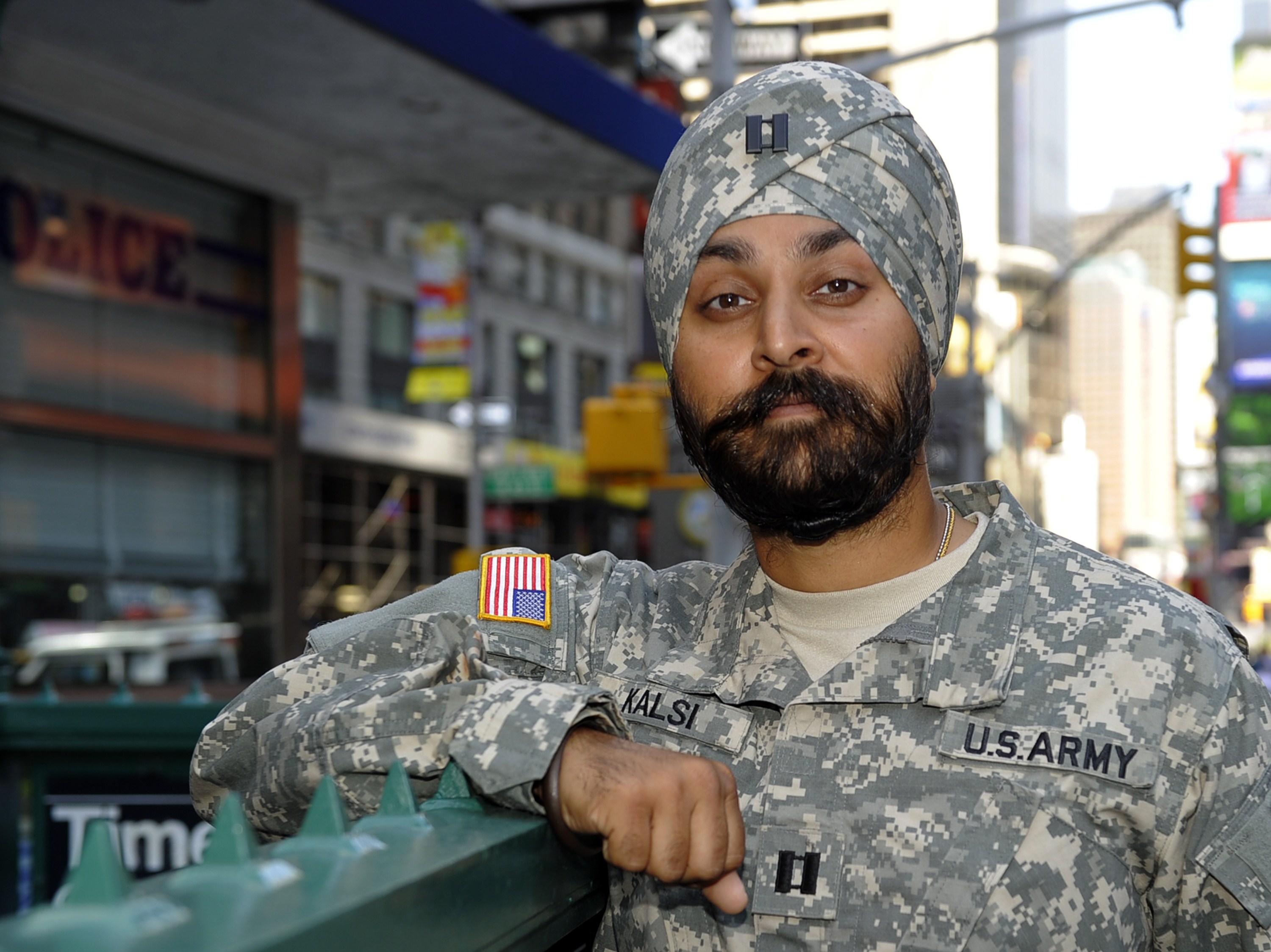 Army Major Kamal Kalsi, a Sikh doctor based at Fort Bragg, N.C., earned the Bronze Star in Afghanistan. (Timothy A. Clary—AFP/Getty Images)