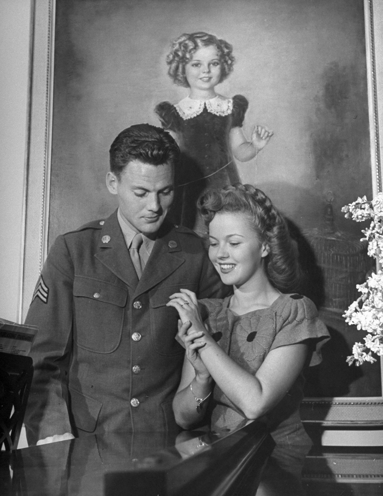 Shirley Temple with Sgt. John Agar, to whom she was married from 1945-1950.