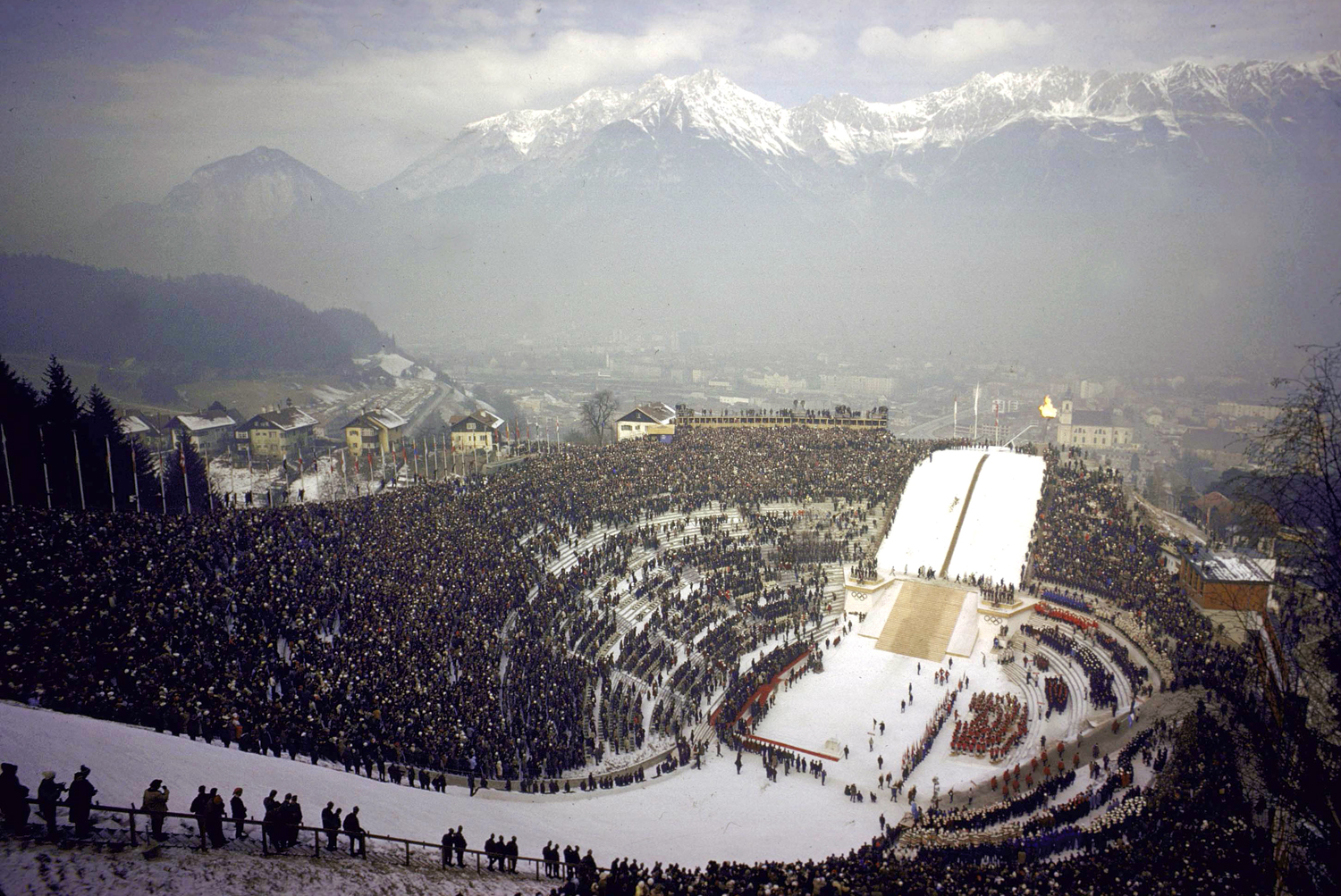 Opening ceremonies at the 1964 Innsbruck Winter Olympics.