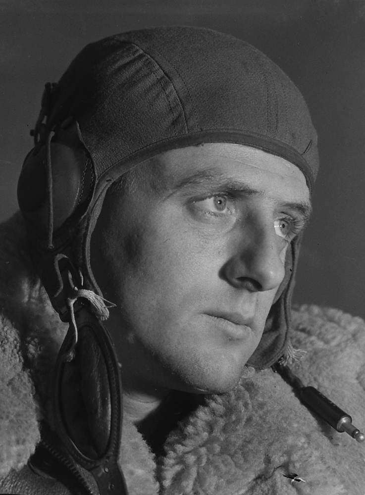 Portrait of an American bomber crew member, England, World War II.