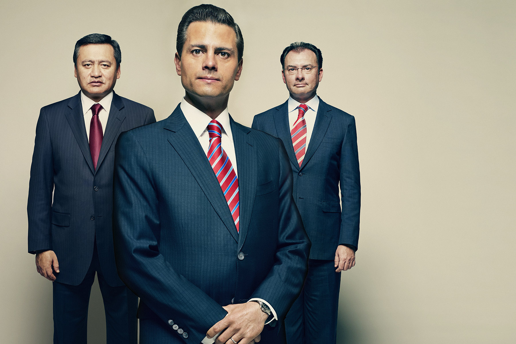 Left to right: Miguel Ángel Osorio Chong, Interior Minister; Enrique Peña Nieto, President; Luis Videgaray Caso, Finance Minister. (Photographs by Peter Hapak for TIME)