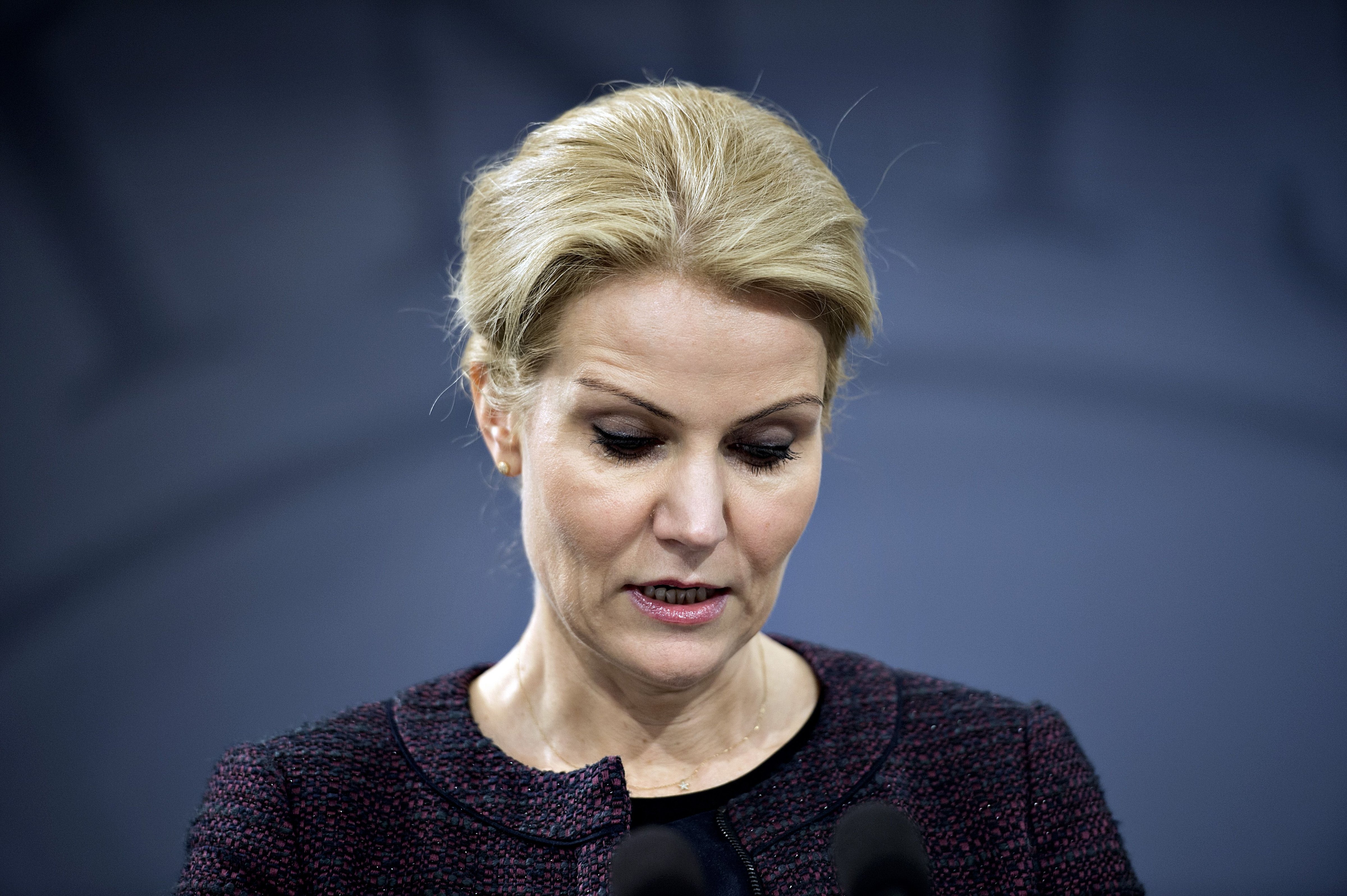 Danish Prime Minister Helle Thorning-Schmidt at a press conference on Jan. 30, 2014 at the Prime Minister's office in Copenhagen. (Keld Navntoft / AFP / Getty Images)