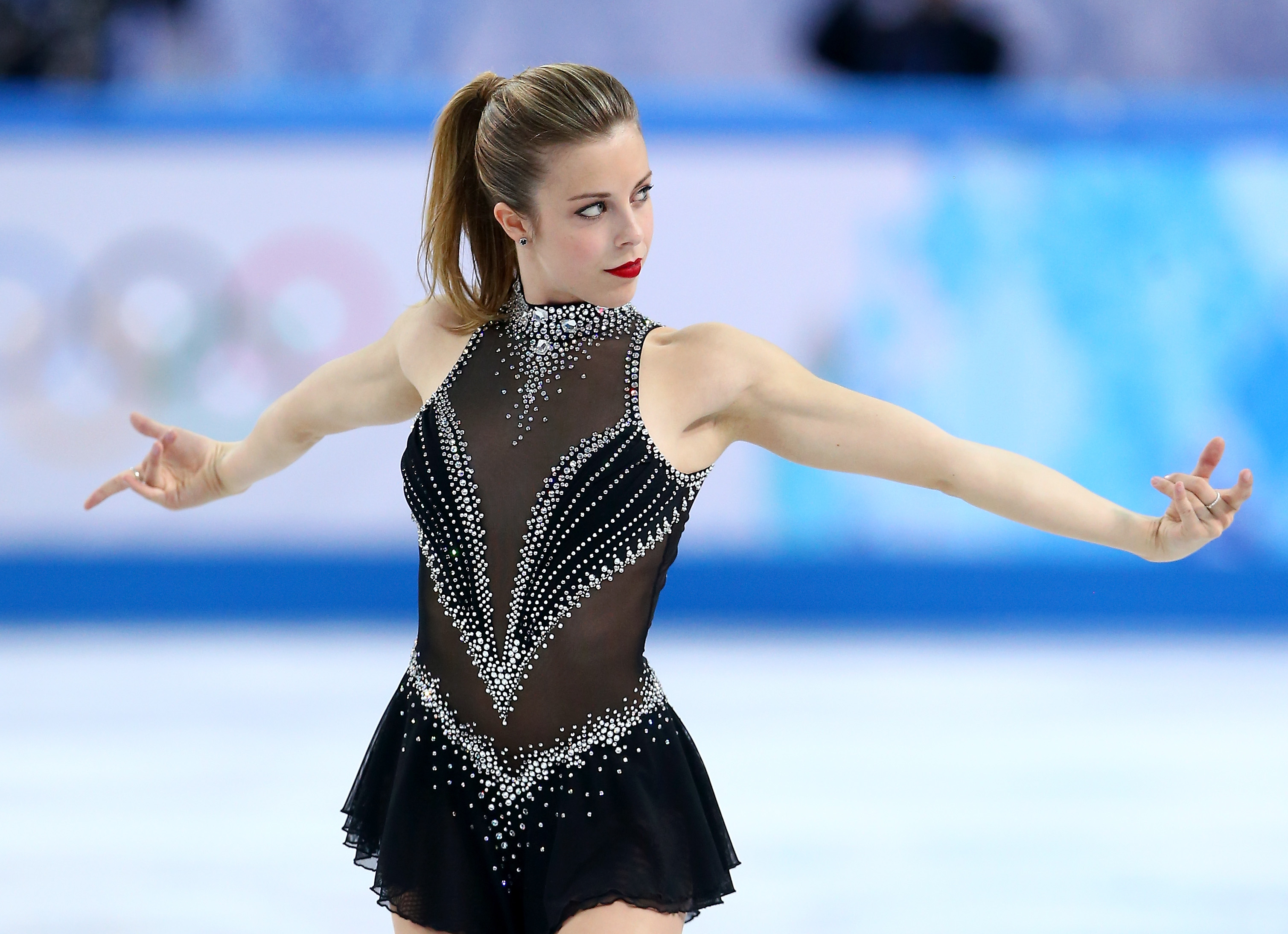 Ashley Wagner competes in the Figure Skating Team Ladies Short Program during day one of the Sochi 2014 Winter Olympics at Iceberg Skating Palace on February 8, 2014 in Sochi, Russia. (Streeter Lecka / Getty Images)
