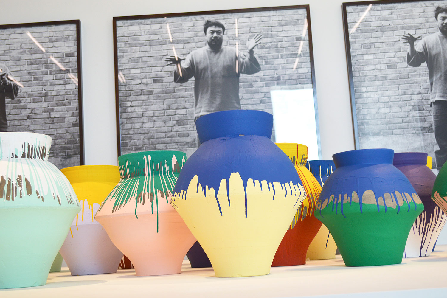 Chinese artist Ai Weiwei's "Colored Vases" are shown at the Perez Art Museum Miami, Florida in this Dec. 3, 2013 photo (Zachary Fagenson—Reuters)