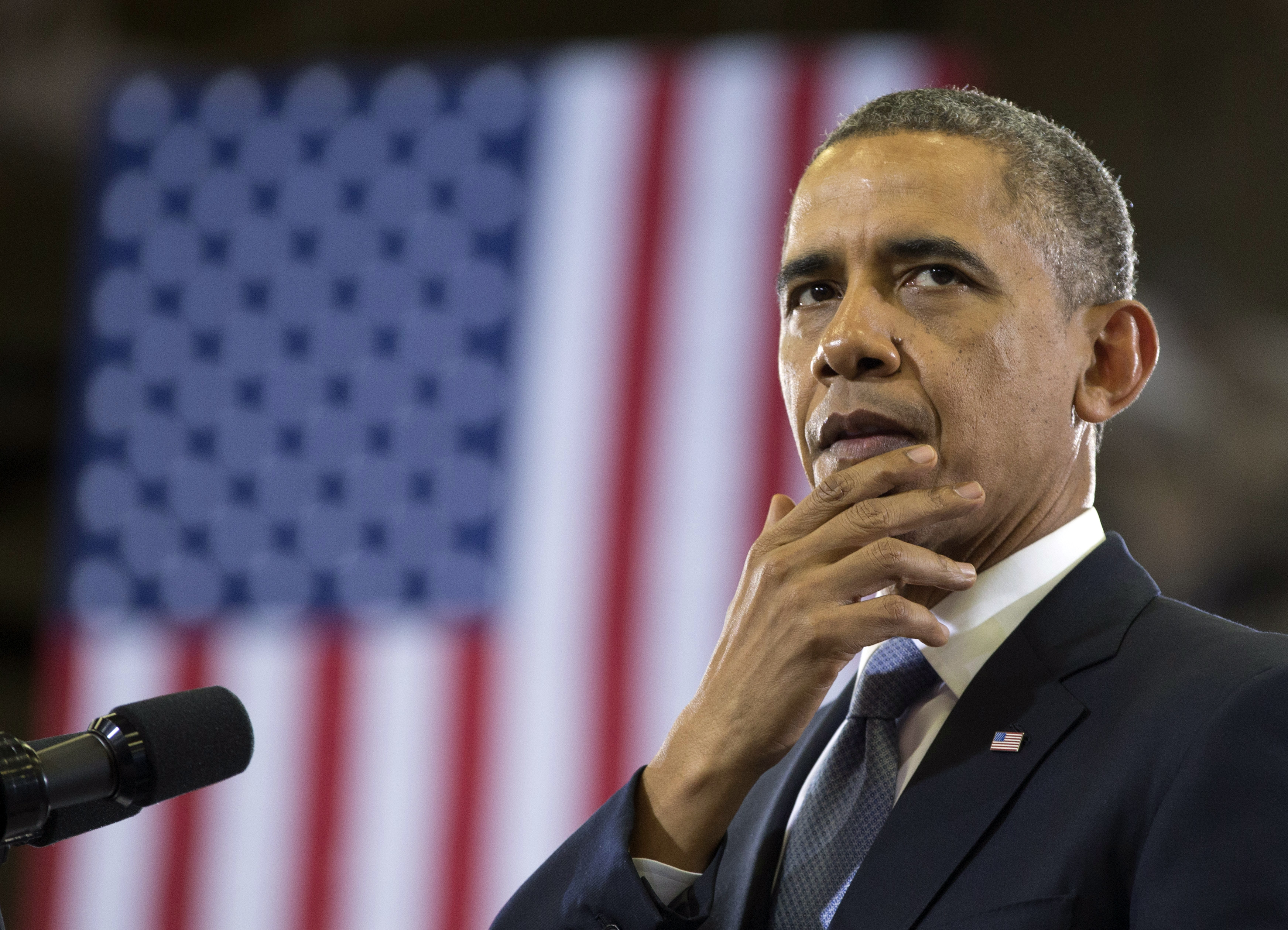 President Obama pauses as he speaks at McGavock High School, Jan. 30, 2014, in Nashville, Tenn., about education. (AP)