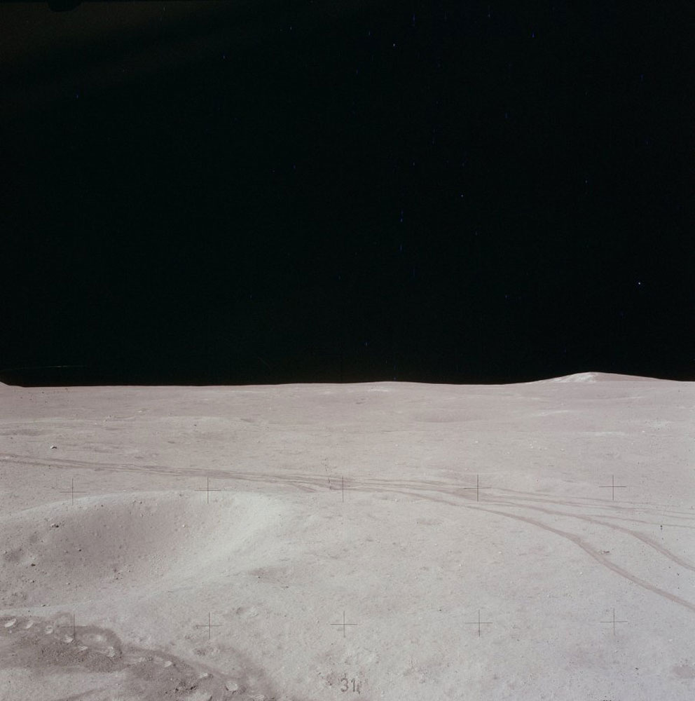 A view of the lunar nothingness—what Buzz Aldrin lyrically called "magnificent desolation."