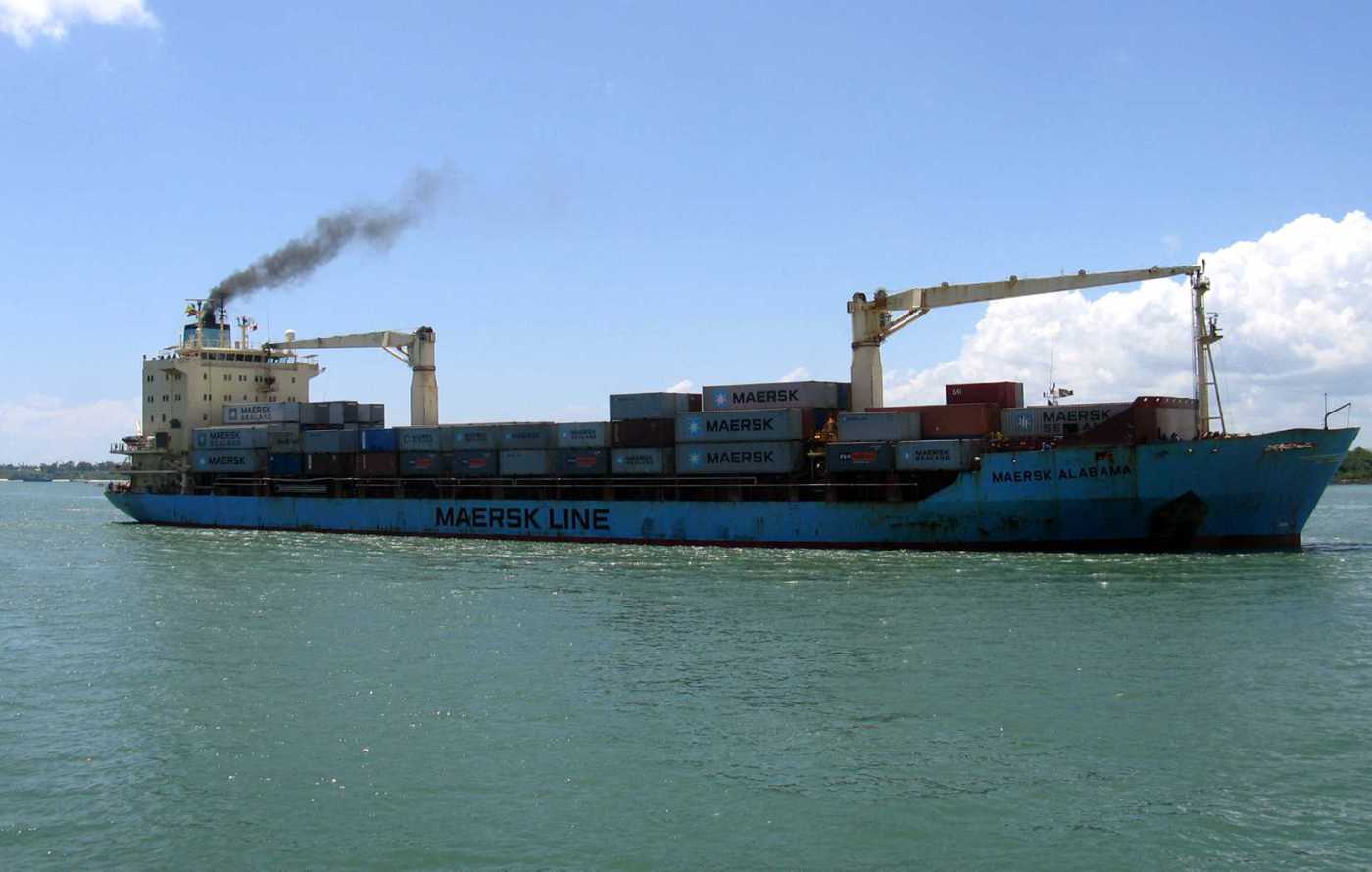 U.S.-flagged container ship, Maersk Alabama, sails into the Kenyan coastal sea port of Mombasa, November 22, 2009.