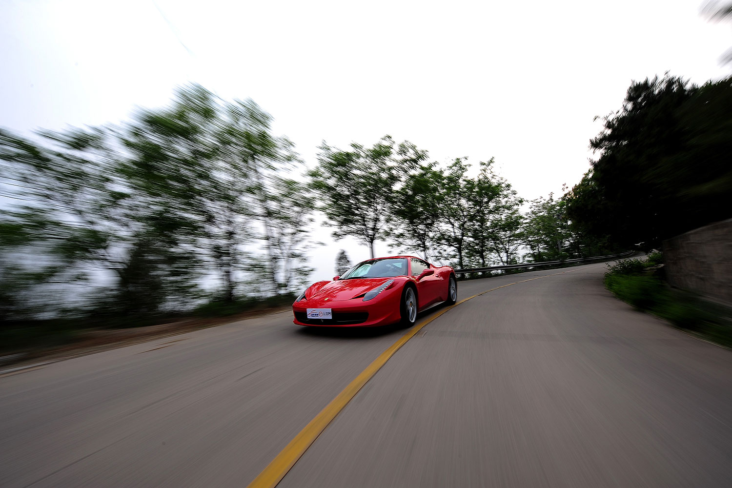 A Ferrari 458 Italia sports car is road tested in Beijing. (China Photos—Getty Images)