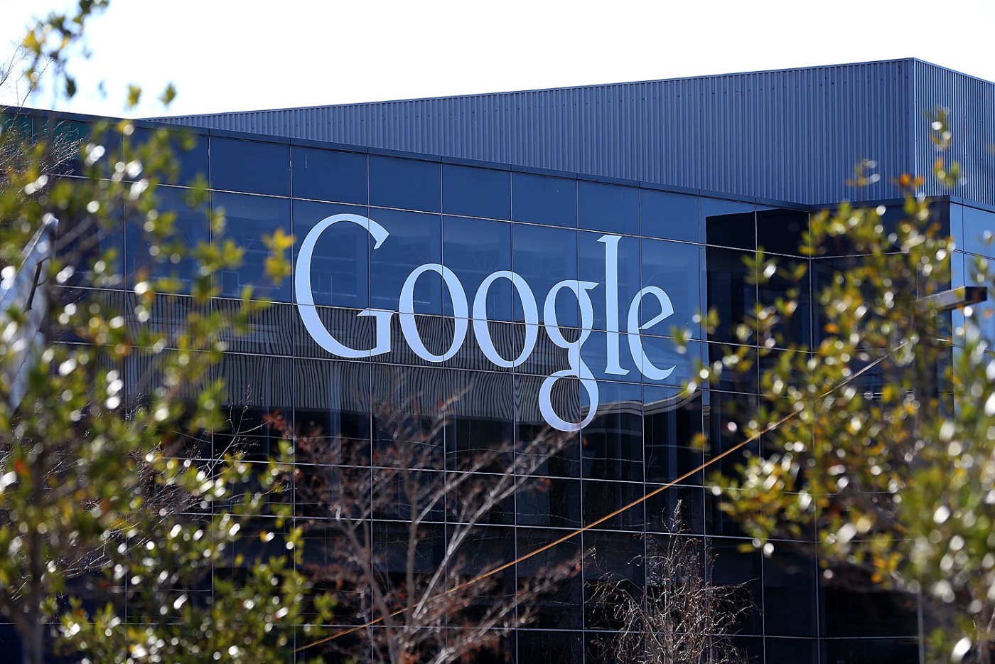 A sign is posted on the exterior of Google headquarters on Jan. 30, 2014 in Mountain View, Calif. (Justin Sullivan&mdash;Getty Images)