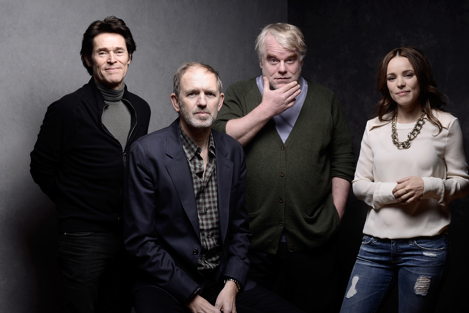 Actor Willem Dafoe, director Anton Corbijn, and actors Philip Seymour Hoffman and Rachel McAdams pose for a portrait during the 2014 Sundance Film Festival on January 19, 2014 in Park City, Utah. (Jeff Vespa / WireImage / Getty Images)