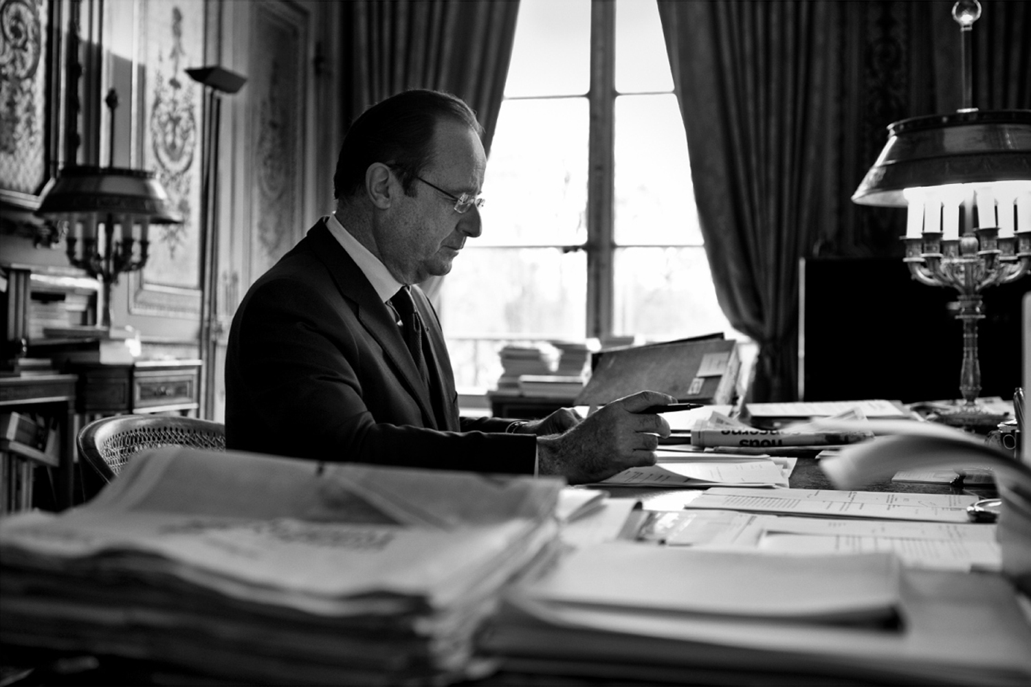 France’s President François Hollande in his office at the presidential Élysée Palace in Paris, France. January 2014
