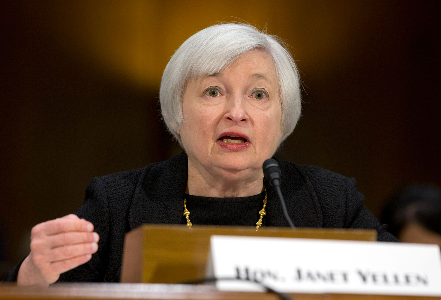 Janet Yellen testifying on Capitol Hill in Washington before the Senate Banking Committee, Nov. 14, 2013..