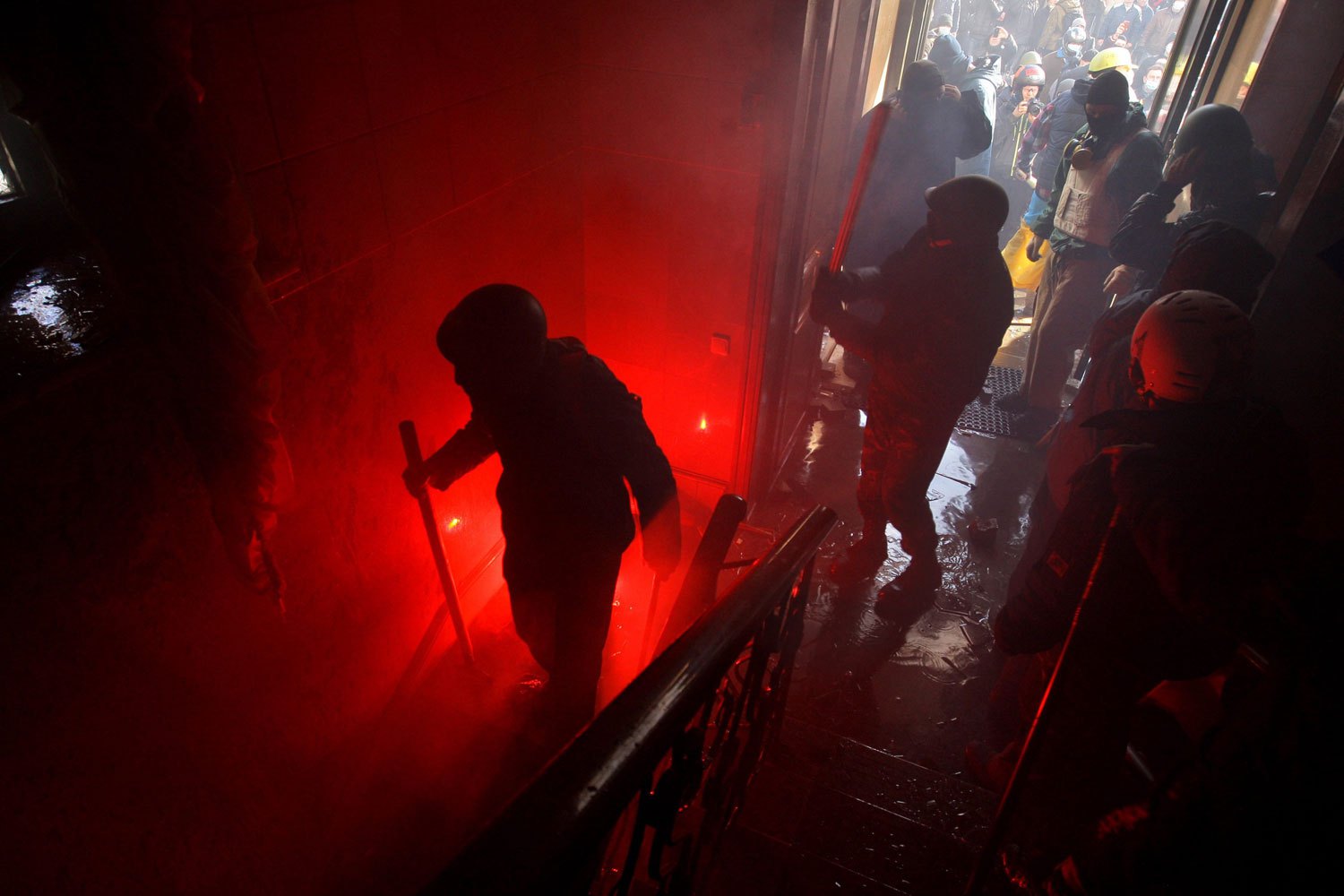 Protesters take over the main office of the ruling Ukrainian 'Party of Regions' political party in downtown Kiev, on Feb. 18, 2014.