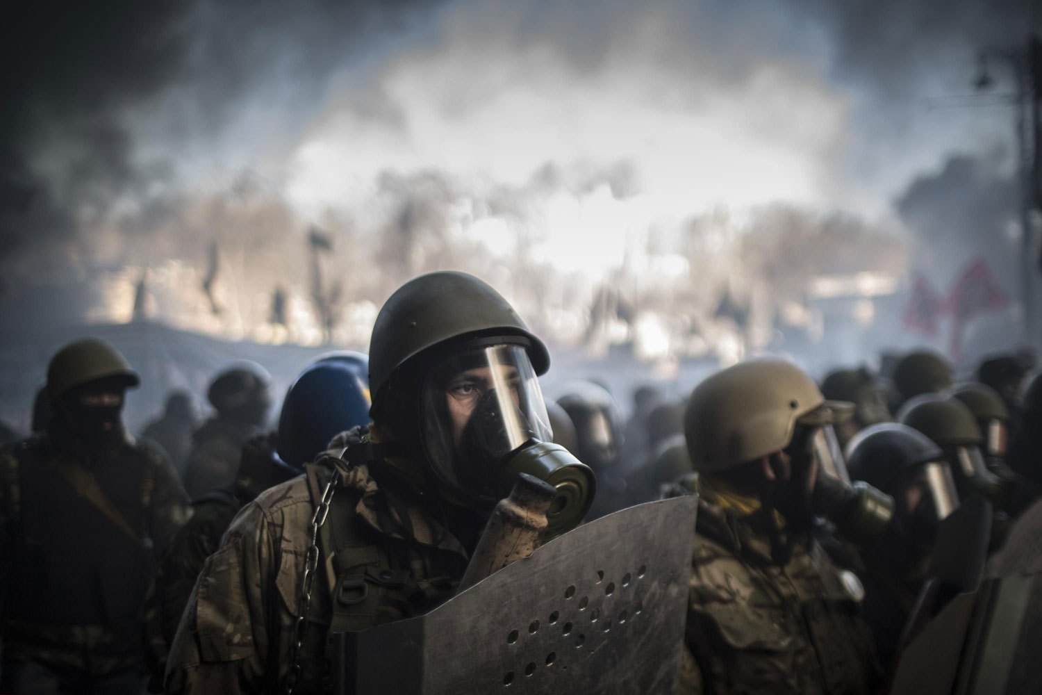 Protesters are ready to storm Kiev city hall as Maidan self-defence activists guard the building to prevent it during their confrontation in Kiev, on Feb. 18, 2014.